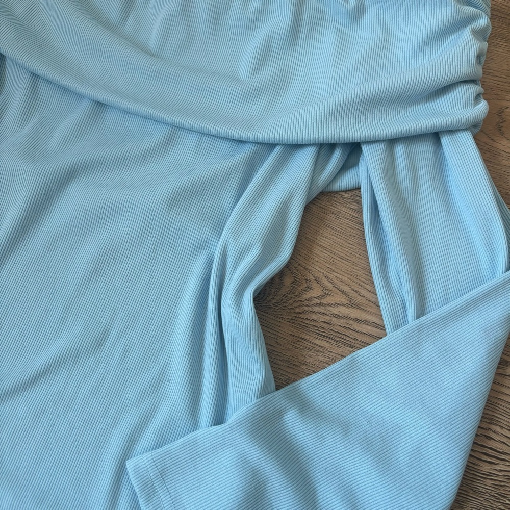 Shein Blue Fitted Off Shoulder Maternity Dress - Picture 4 of 9